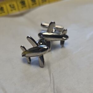 Silver Airplane Cuff Links
